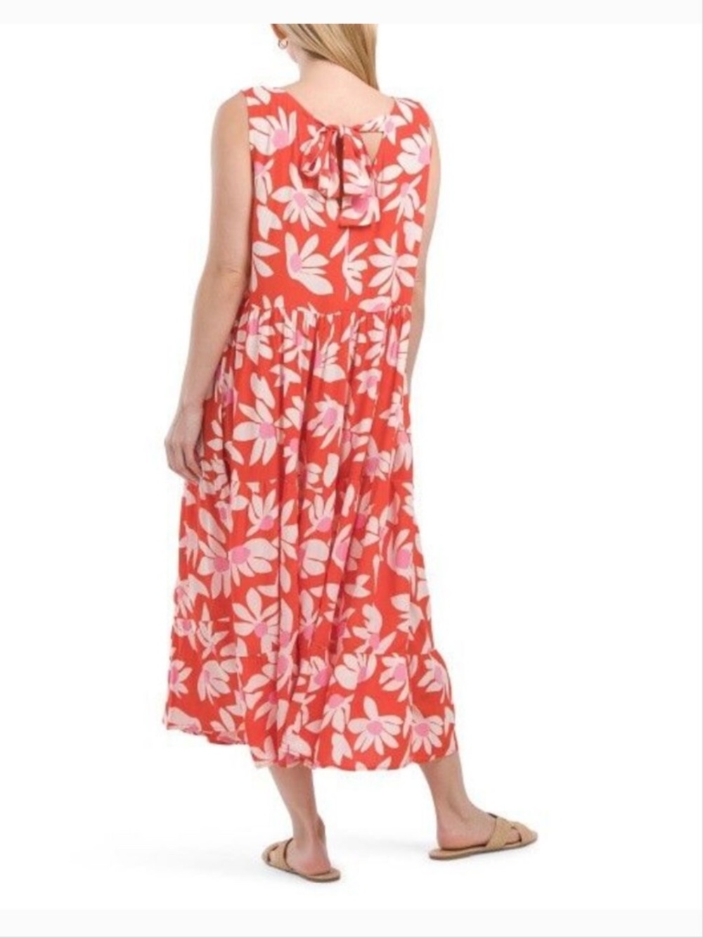 Mister Zimi Olivia Red White Daisy Midi Sleeveless Dress AU 10/US 6 - Picture 3 of 9